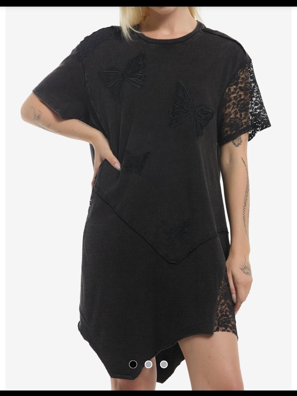 🆕COSMIC AURA Black Lace-Trim Butterfly Tunic Dress Plus Size 0X